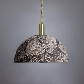 Kauri Organic Ceramic Dome Pendant Light 14.6", Black Clay (Option: BlackClay, Material: PolishedBrass)