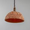 Kauri Organic Ceramic Dome Pendant Light 14.6", Red Iron