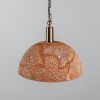 Kauri Organic Ceramic Dome Pendant Light 14.6", Red Iron