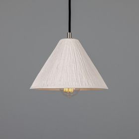 Tilia Organic Ceramic Cone Pendant Light 9.5", Matte White Striped (Option: MatteWhite, Material: AntiqueSilver)