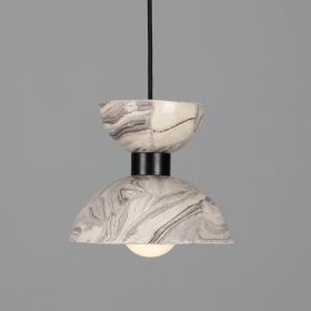 Tilia Organic Ceramic Cone Pendant Light 9.5", Matte White Striped (Option: MatteBlack, Material: Opal)