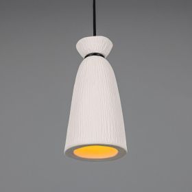 Pando Organic Ceramic Pendant Light 5.5", Matte White Striped (Option: MatteWhiteStriped, Material: MatteBlack)