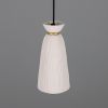 Pando Organic Ceramic Pendant Light 5.5", Matte White Striped