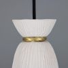 Pando Organic Ceramic Pendant Light 5.5", Matte White Striped