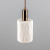 Senna Organic Ceramic Cylinder Pendant Light 4.7", Matte White Striped