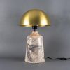 Cassia Tall Ceramic Marbled Table Lamp with Brass Dome Shade