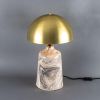 Cassia Tall Ceramic Marbled Table Lamp with Brass Dome Shade