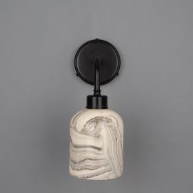 Osier Marbled Ceramic Wall Sconce (Option: Marbled, Material: MattBlack)