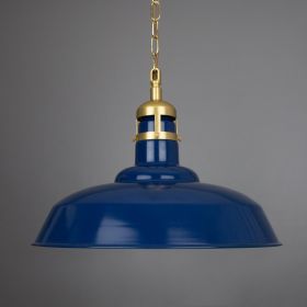 Matlock Large Vintage Factory Brass Pendant Light 19.7" (Option: AntiqueBrass, Material: SapphireBlue)