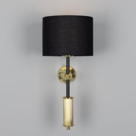 Gorey Contemporary Brass Wall Sconce with Drum Fabric Shade (Option: PolishedBrass, Material: MattBlack)