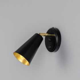 Cashel Brass Cone Wall Sconce with Switch (Option: MattBlack, Material: BrassInner)