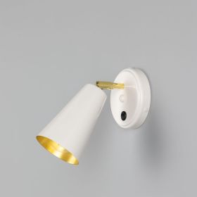 Cashel Brass Cone Wall Sconce with Switch (Option: White, Material: BrassInner)