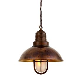 Tirana Deck Industrial Pendant Light 11.8" (Option: AntiqueBrass, Material: FrostedGlass)