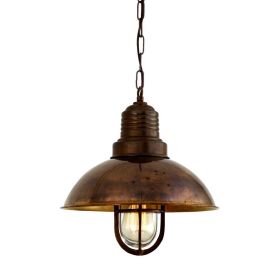 Tirana Deck Industrial Pendant Light 11.8" (Option: AntiqueBrass, Material: ClearGlass)